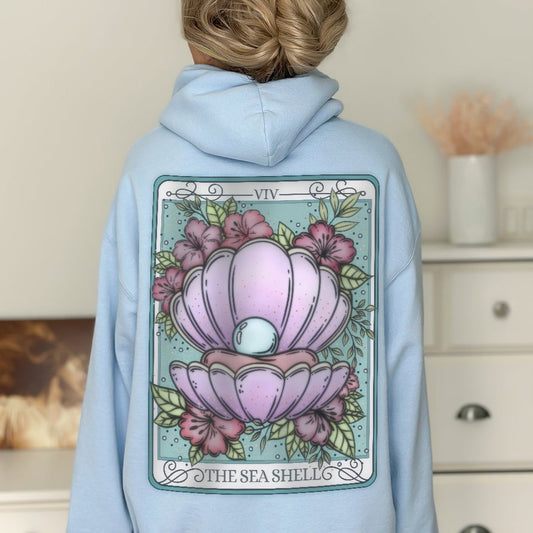 The Seashell Tarot Card Front and Back Hooded Sweatshirt - Esdee