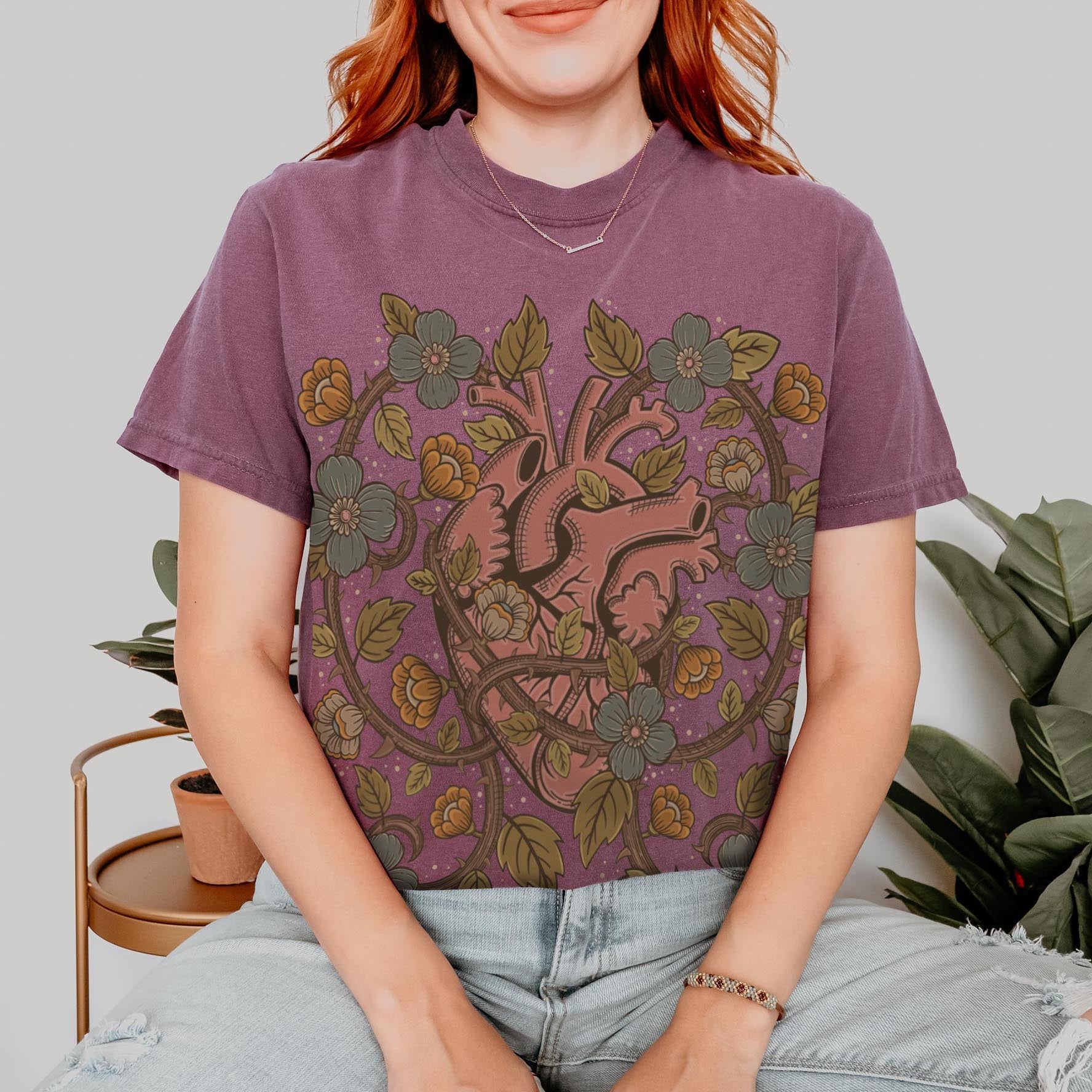 Fierce Heart Tattoo Style Comfort Colors T-Shirt Esdee