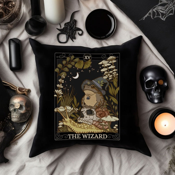 Wizard Tarot Card Faux Suede Square Pillow Case - Esdee