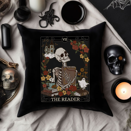 The Reader Tarot Card Faux Suede Square Pillow Case - Esdee