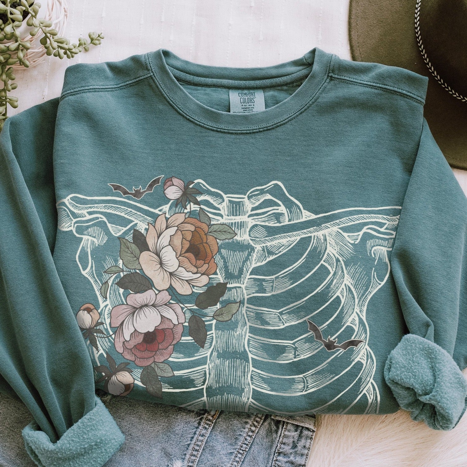 Botanical Rib Cage Comfort Colors Sweatshirt - Esdee