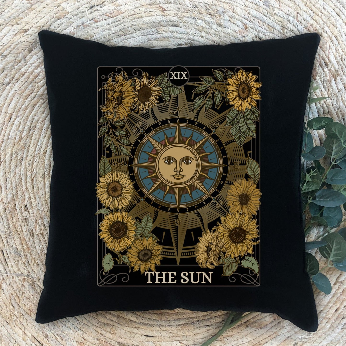 The Sun Tarot Card Faux Suede Square Pillow Case - Esdee