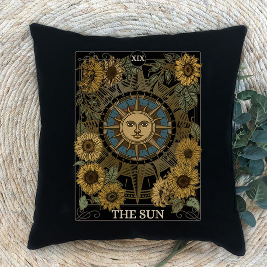 The Sun Tarot Card Faux Suede Square Pillow Case - Esdee