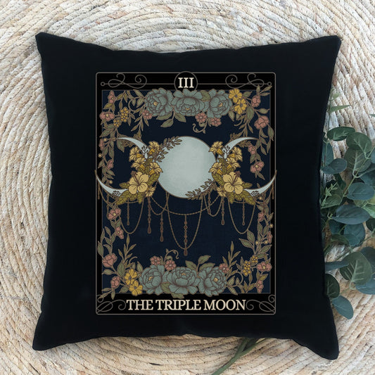 Triple Moon Tarot Card Faux Suede Square Pillow Case - Esdee