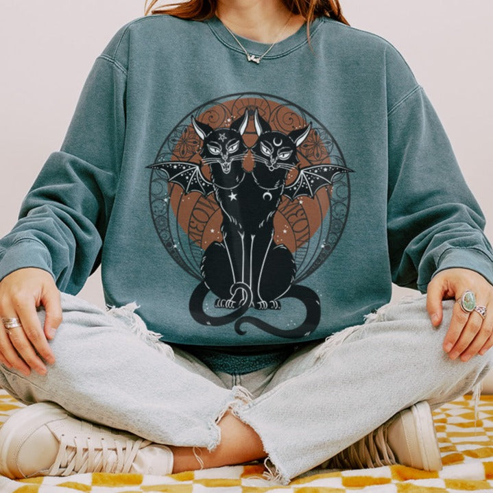 Art Nouveau Black Cat Comfort Colors Sweatshirt - Esdee