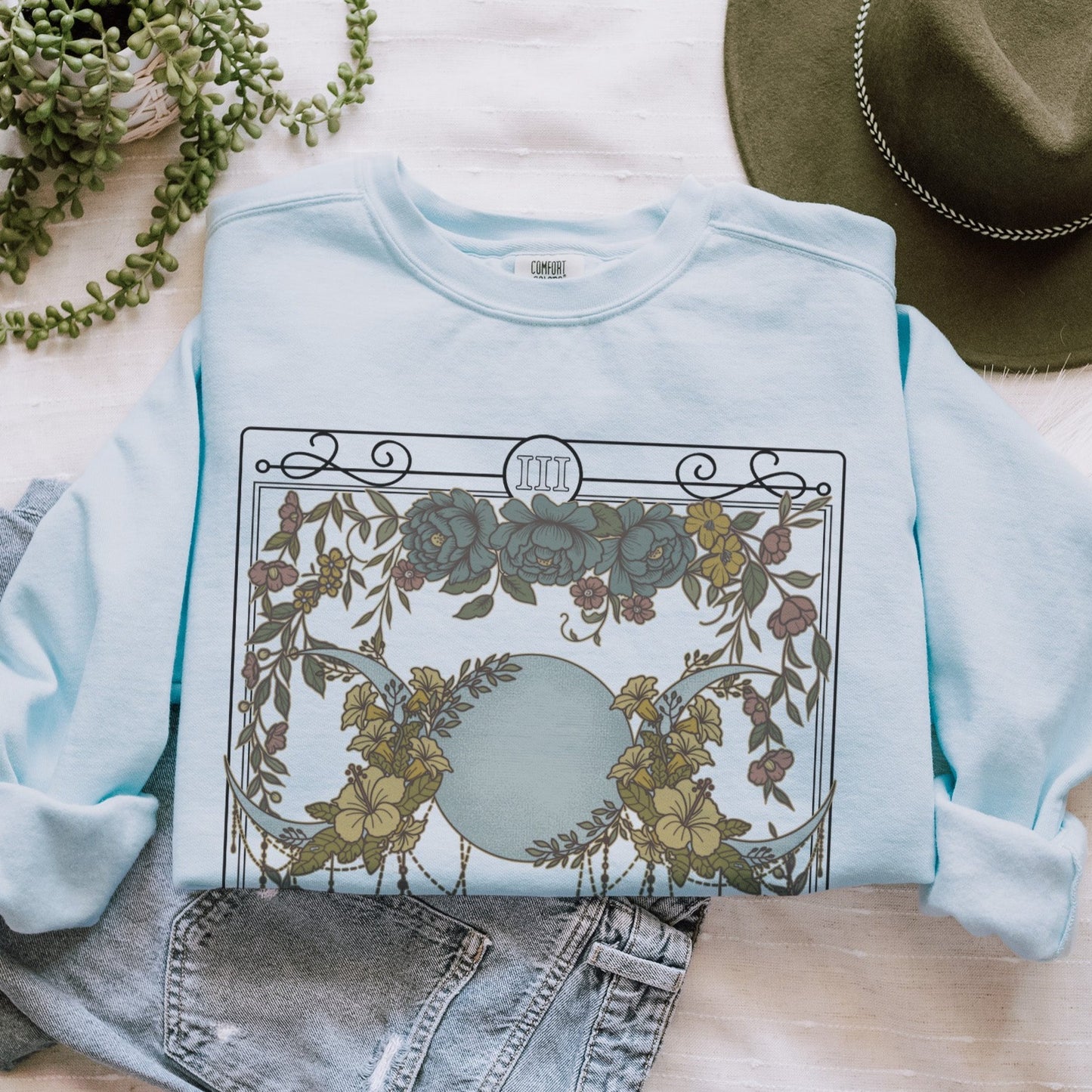 The Triple Moon Tarot Card Comfort Colors Sweatshirt - Esdee