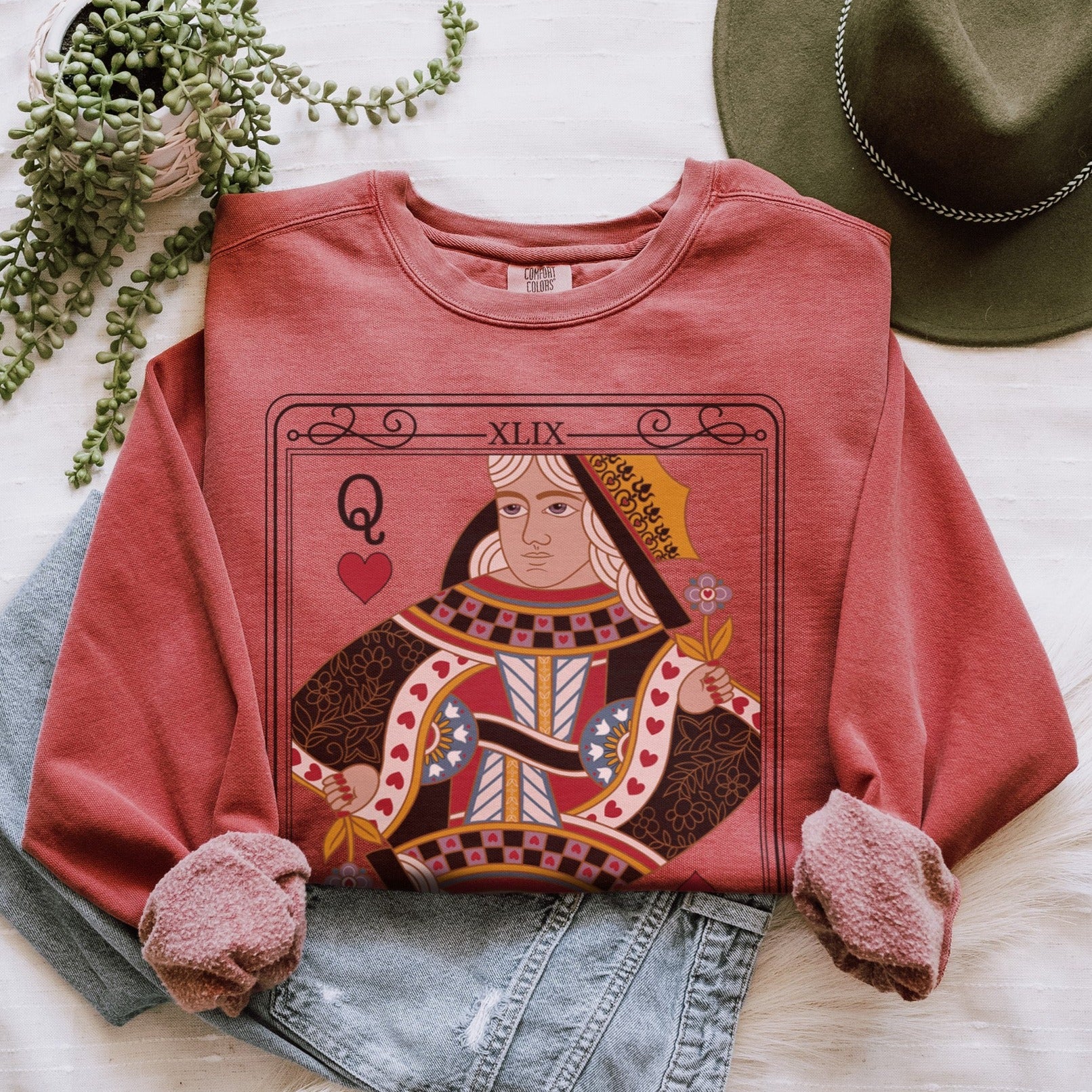 The Queen Tarot Card Comfort Colors Sweatshirt - Esdee