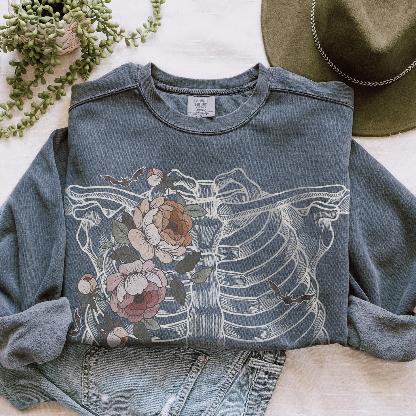 Botanical Rib Cage Comfort Colors Sweatshirt - Esdee