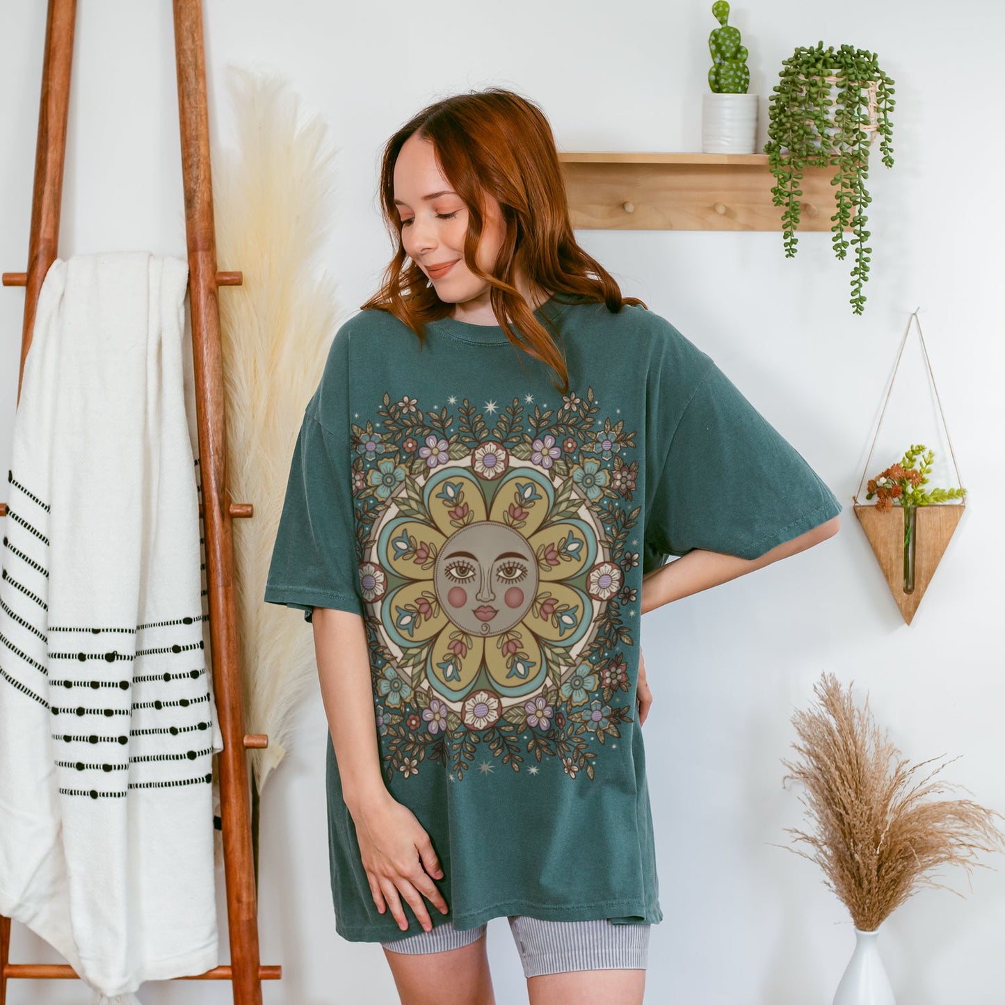 Folk Art Botanical Comfort Colors T-Shirt - Esdee Spruce- Esdee