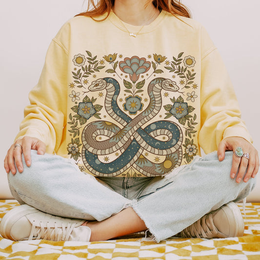Folk Art Floral Snake Comfort Colors Sweatshirt - Esdee