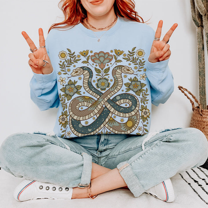 Folk Art Floral Snake Comfort Colors Sweatshirt - Esdee