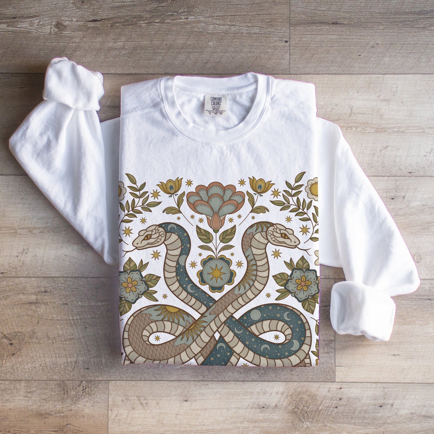 Folk Art Floral Snake Comfort Colors Sweatshirt - Esdee