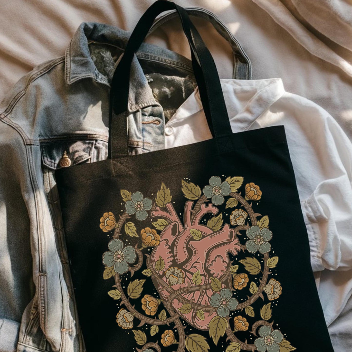 Gothic Heart Canvas Tote Bag