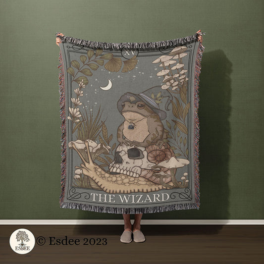 The Wizard Tarot Cotton Woven Throw Blanket Wall Hanging - Esdee