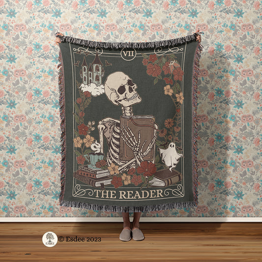 The Reader Tarot Card Cotton Woven Throw Blanket Wall Hanging - Esdee