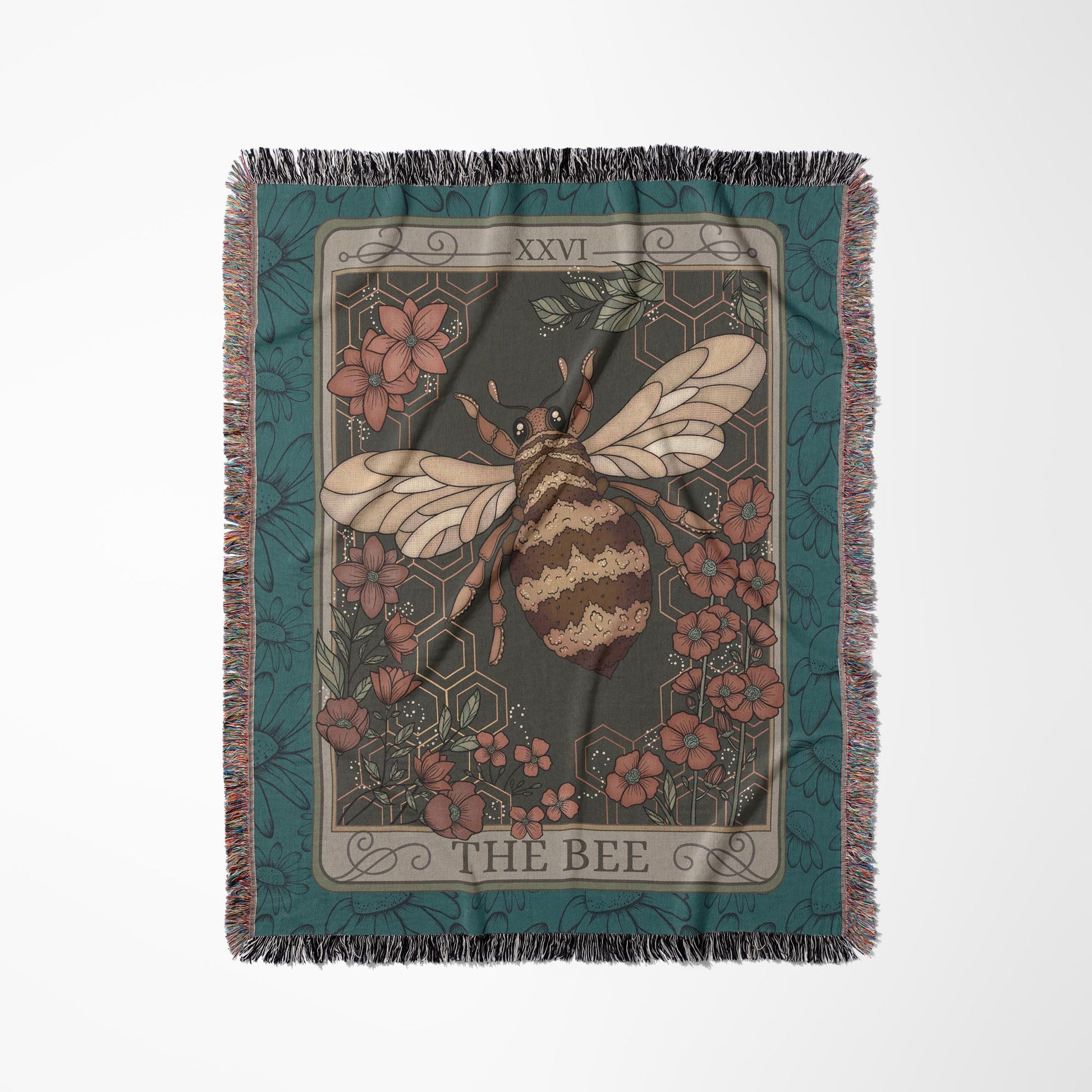 The Bee Tarot Card Cotton Woven Throw Blanket Wall Hanging - Esdee