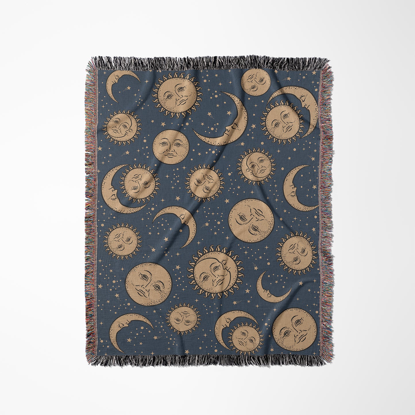 Retro Celestial Cotton Woven Throw Blanket Wall Hanging - Esdee