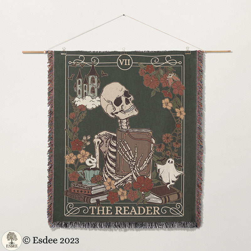The Reader Tarot Card Cotton Woven Throw Blanket Wall Hanging - Esdee