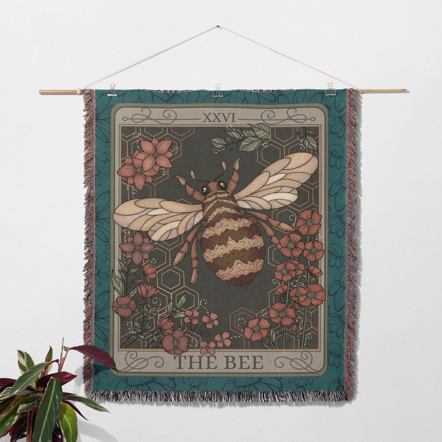 The Bee Tarot Card Cotton Woven Throw Blanket Wall Hanging - Esdee