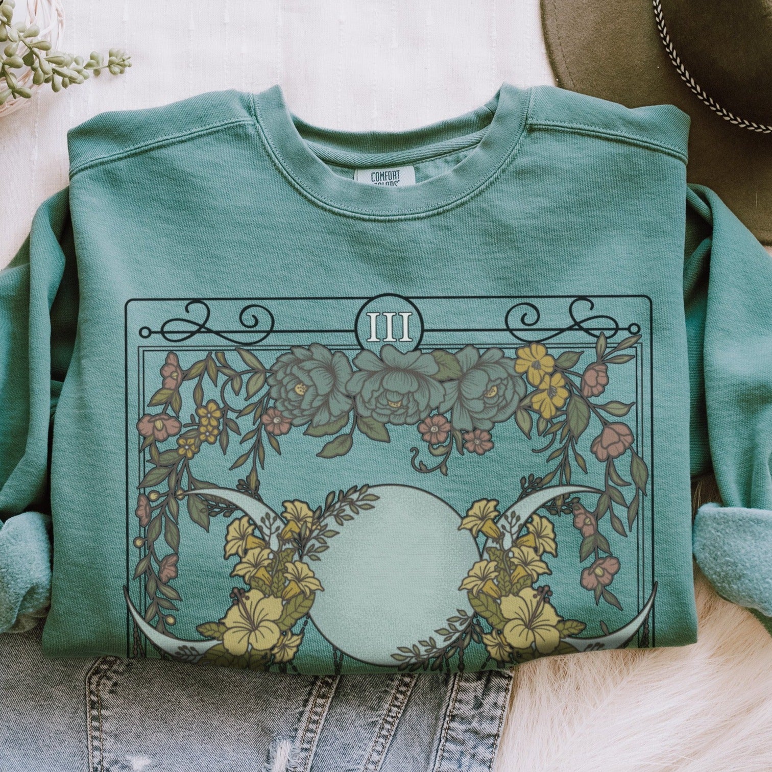 The Triple Moon Tarot Card Comfort Colors Sweatshirt - Esdee