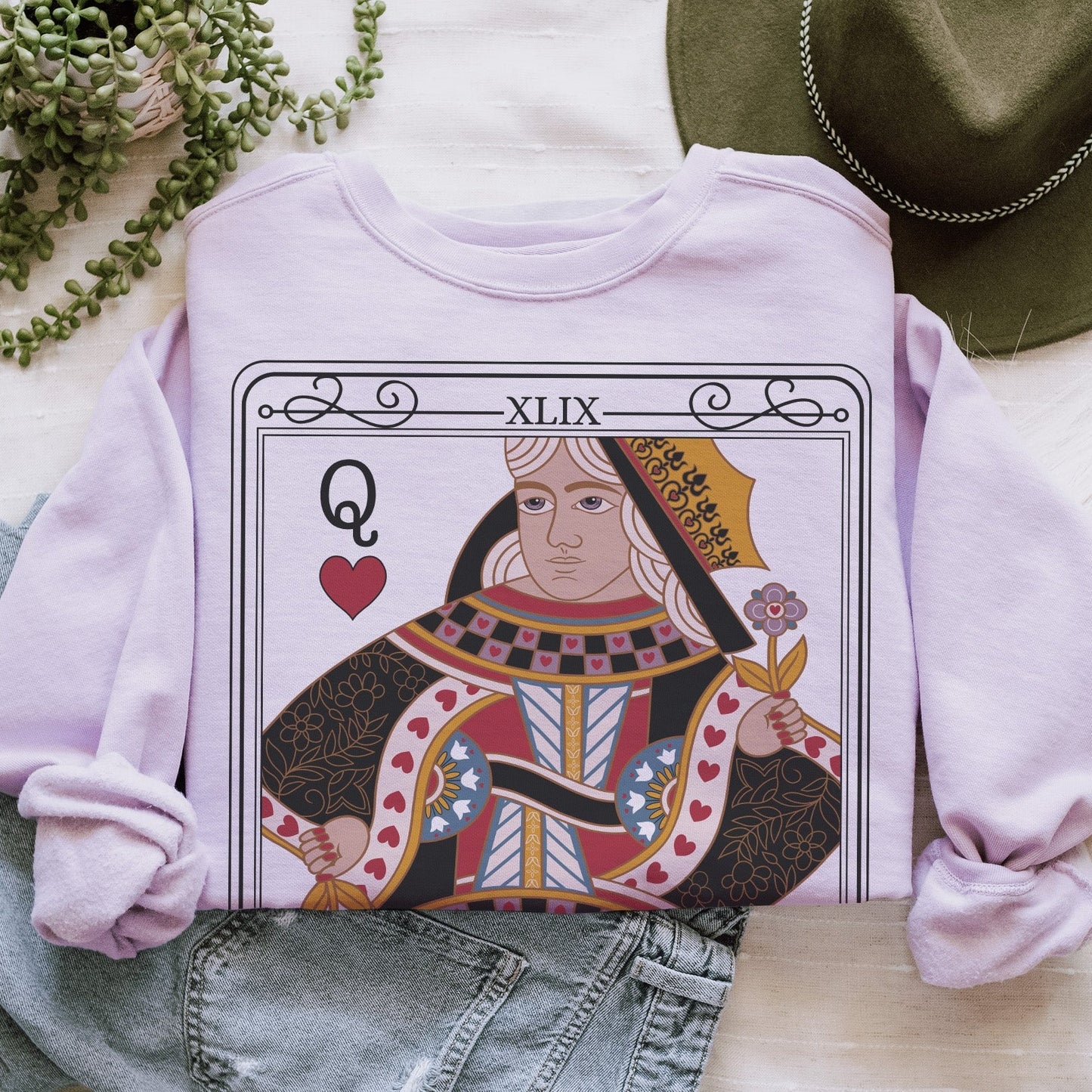The Queen Tarot Card Comfort Colors Sweatshirt - Esdee