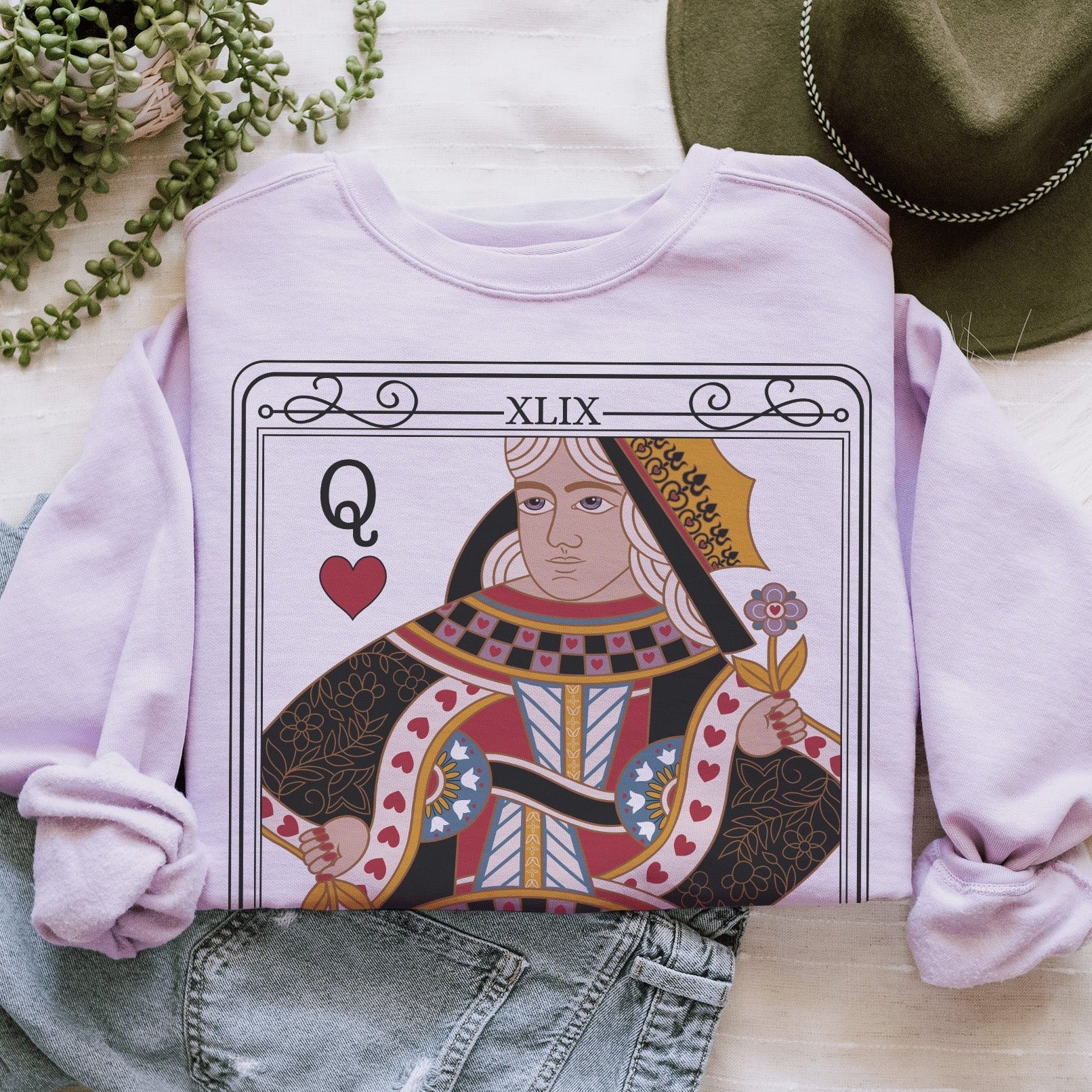 The Queen Tarot Card Comfort Colors Sweatshirt - Esdee