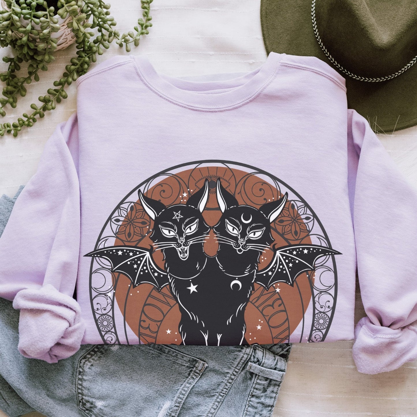Art Nouveau Black Cat Comfort Colors Sweatshirt - Esdee