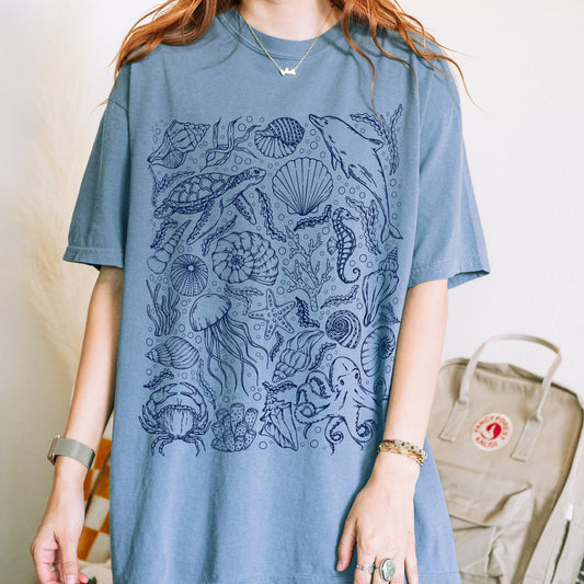 Ocean Sea Life Comfort Colors tshirt -Esdee