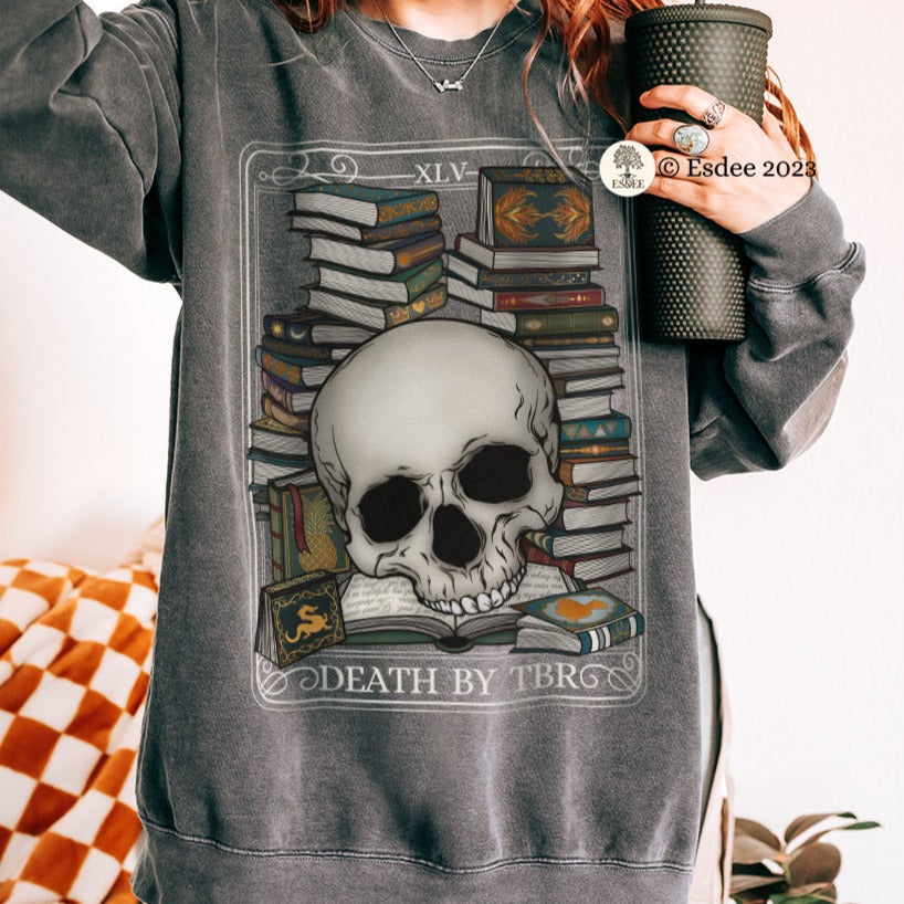Death By To Be Read Taort Card Comfort Colors Sweatshirt - Esdee