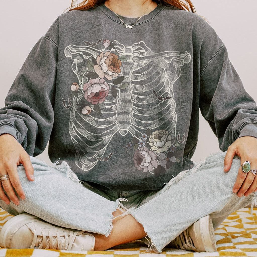Botanical Rib Cage Comfort Colors Sweatshirt - Esdee