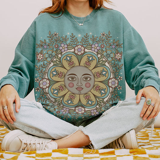 Retro Folk Art Comfort Colors Sweatshirt -Esdee