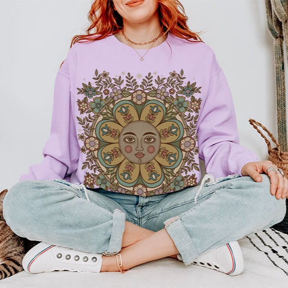 Retro Folk Art Comfort Colors Sweatshirt -Esdee