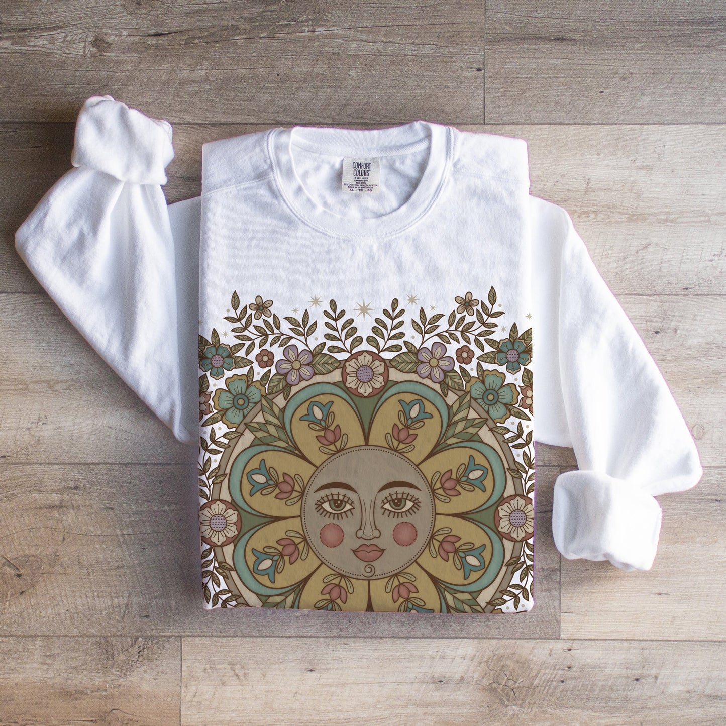 Retro Folk Art Comfort Colors Sweatshirt -Esdee