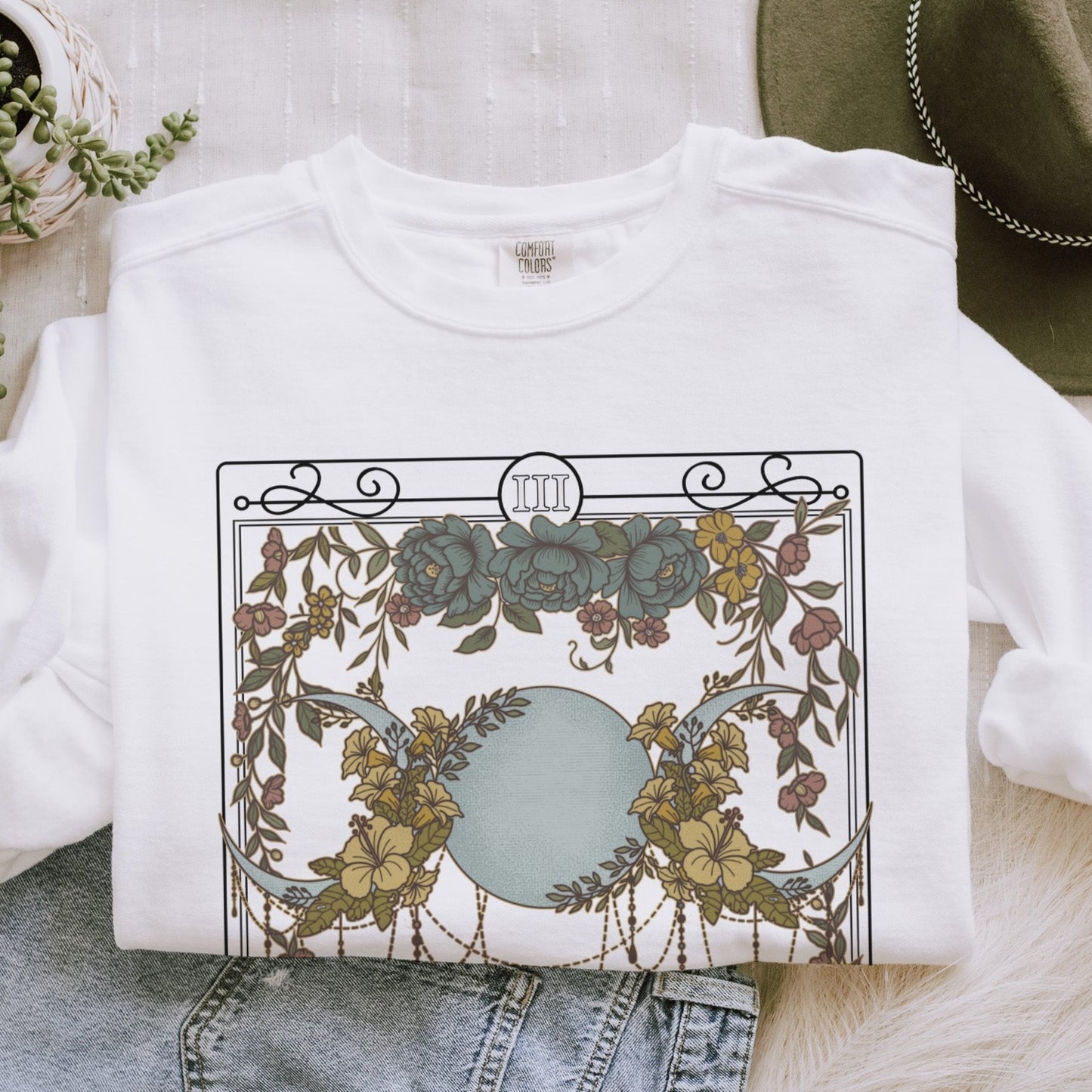 The Triple Moon Tarot Card Comfort Colors Sweatshirt - Esdee
