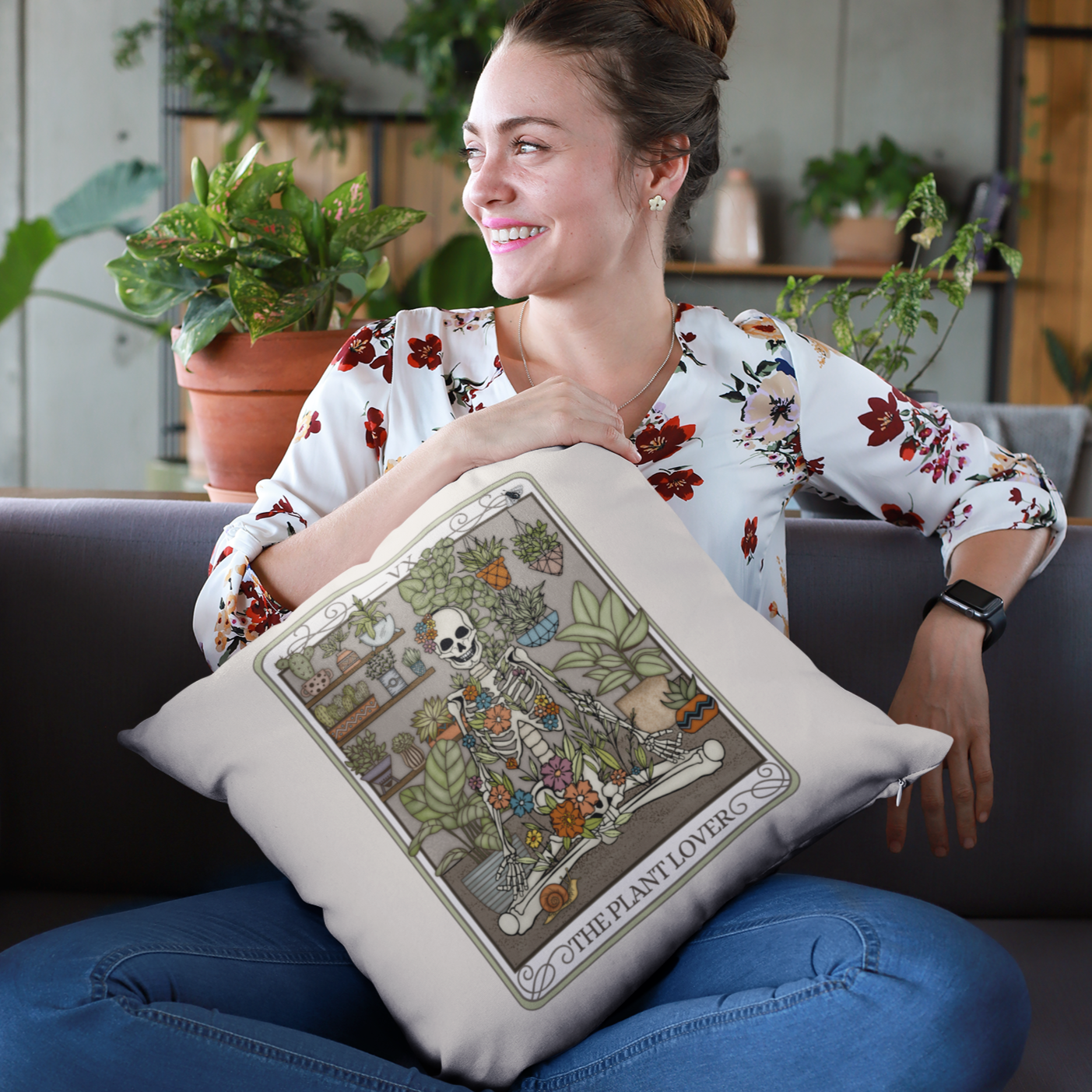 Plant Lover Tarot Card Faux Suede Square Pillow Case - Esdee