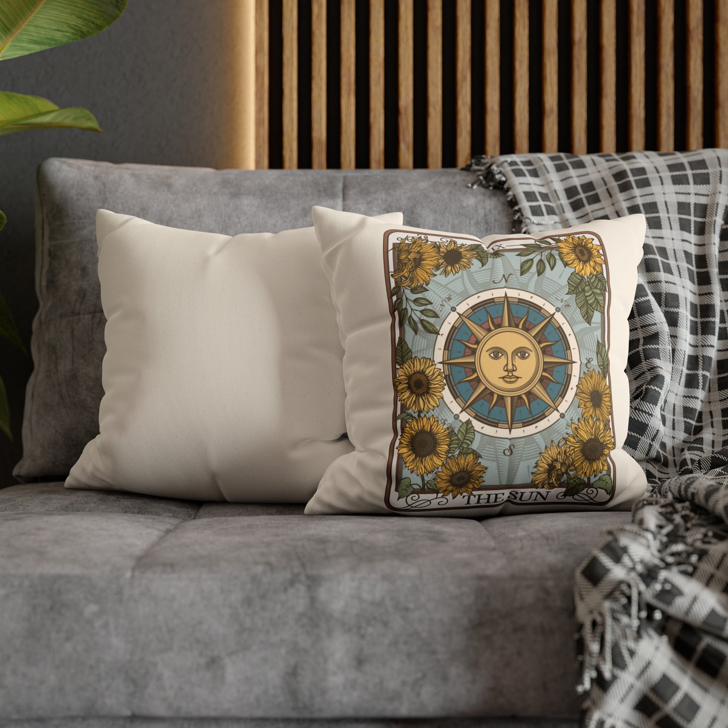 The Sun Tarot Card Faux Suede Square Pillow Case - Esdee