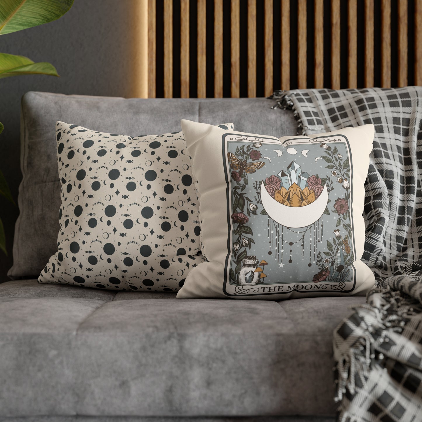 The Moon Tarot Card Faux Suede Square Pillow Case - Esdee
