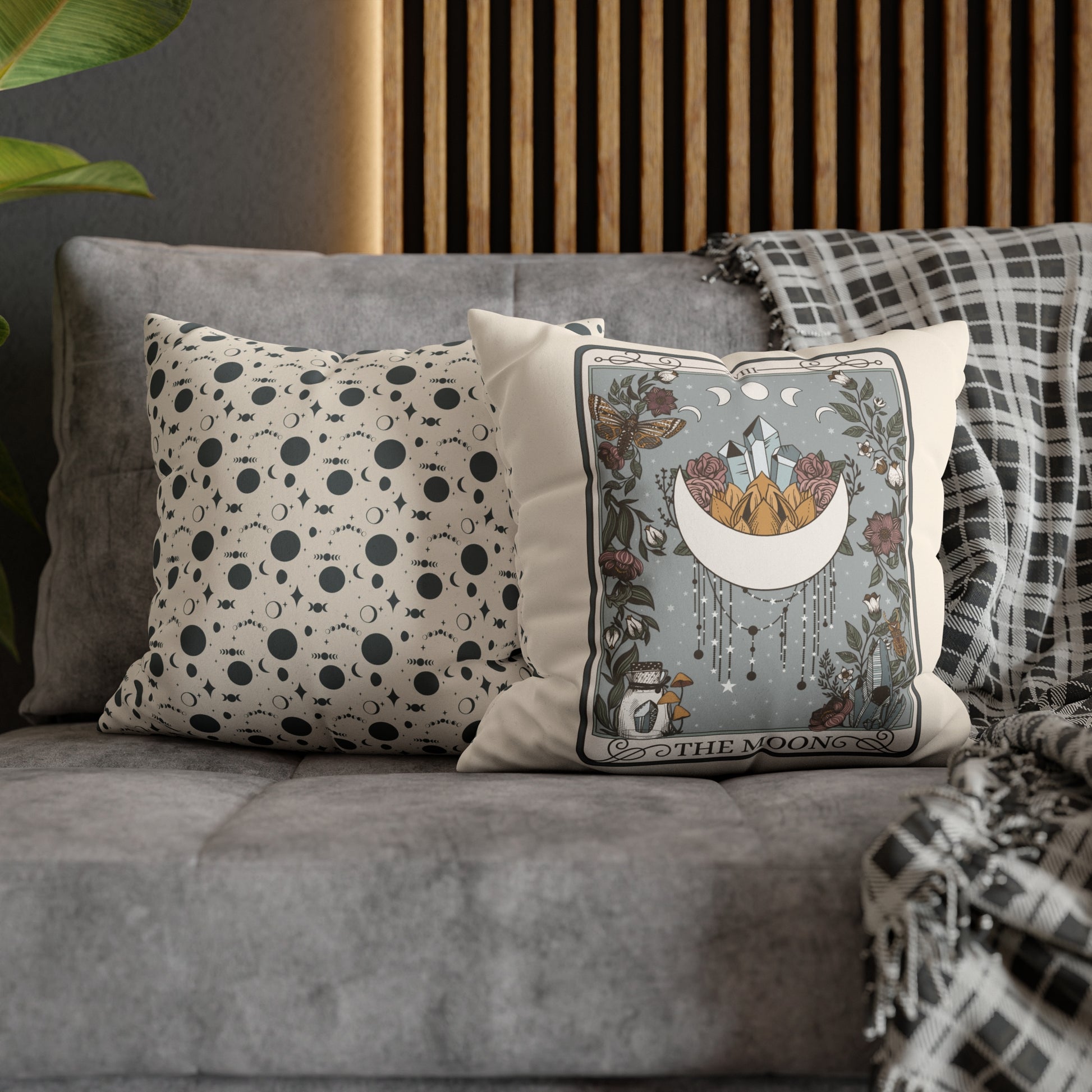 The Moon Tarot Card Faux Suede Square Pillow Case - Esdee