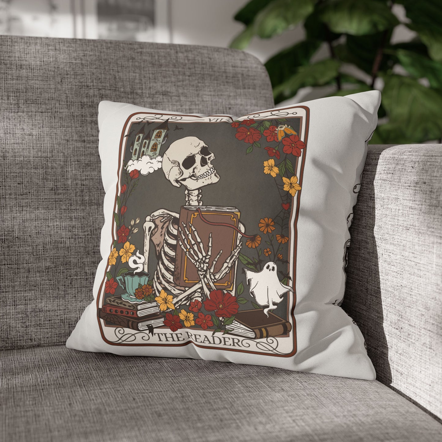 The Reader Tarot Card Faux Suede Square Pillow Case - Esdee