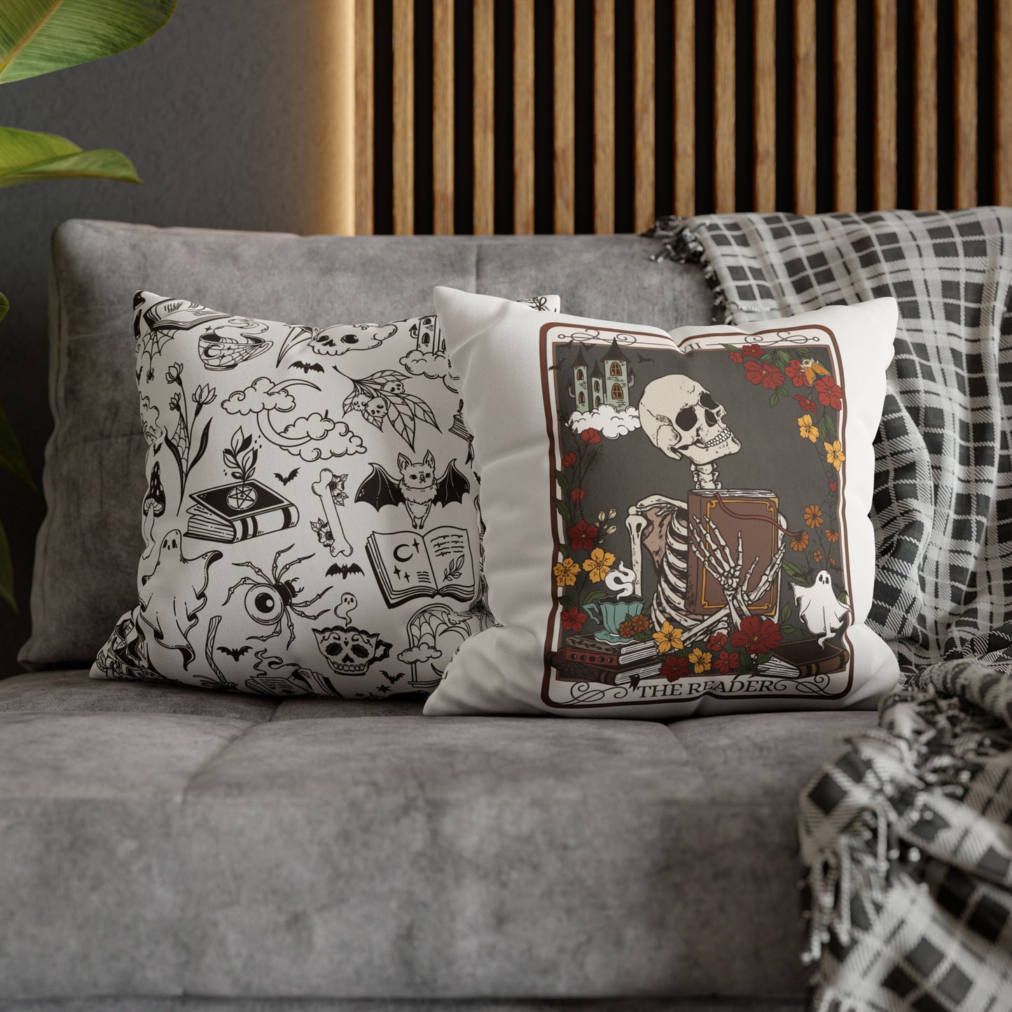The Reader Tarot Card Faux Suede Square Pillow Case - Esdee