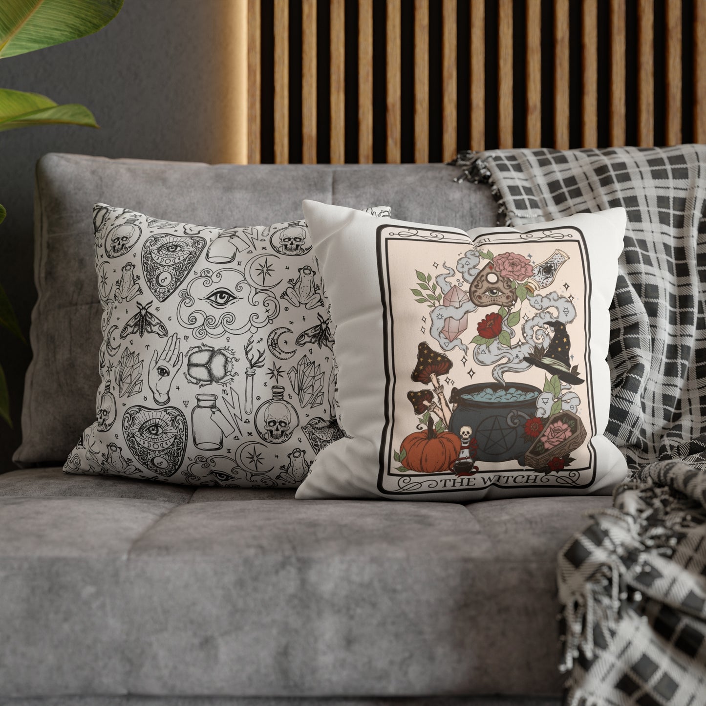 The Witch Tarot Card Faux Suede Square Pillow Case - Esdee