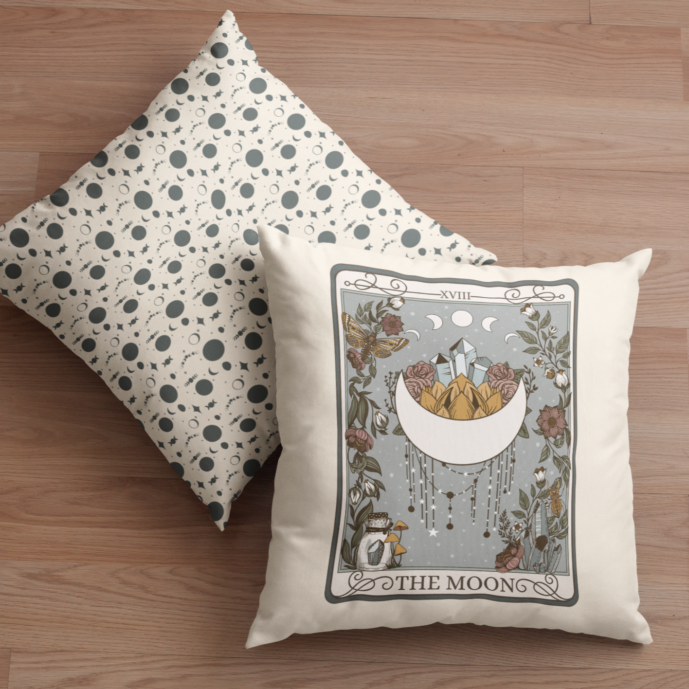 The Moon Tarot Card Faux Suede Square Pillow Case - Esdee