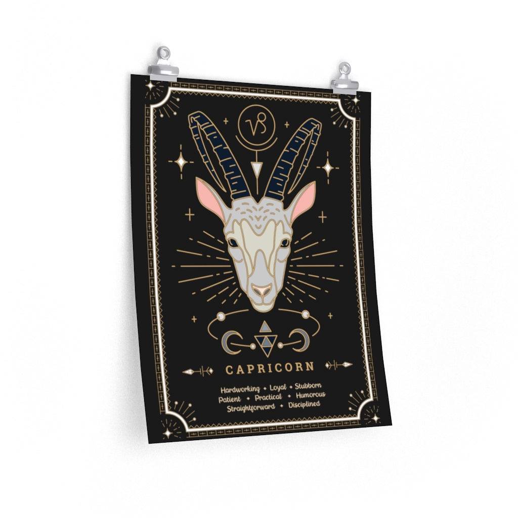 Capricorn Vintage Zodiac Sign Poster Art Print Esdee