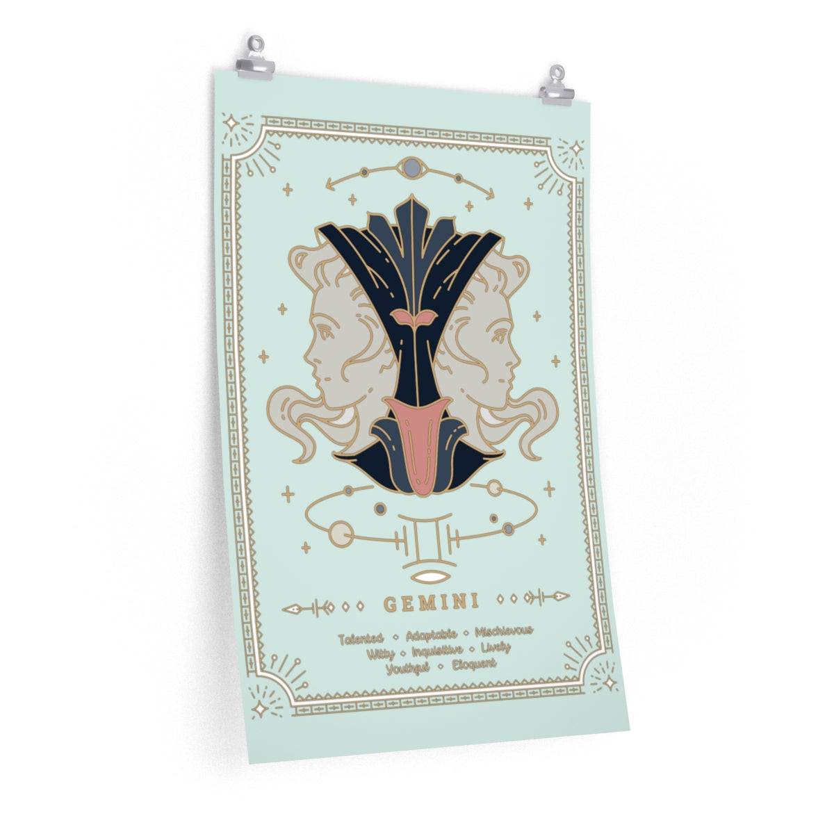 Gemini Vintage Zodiac Sign Poster Art Print Esdee