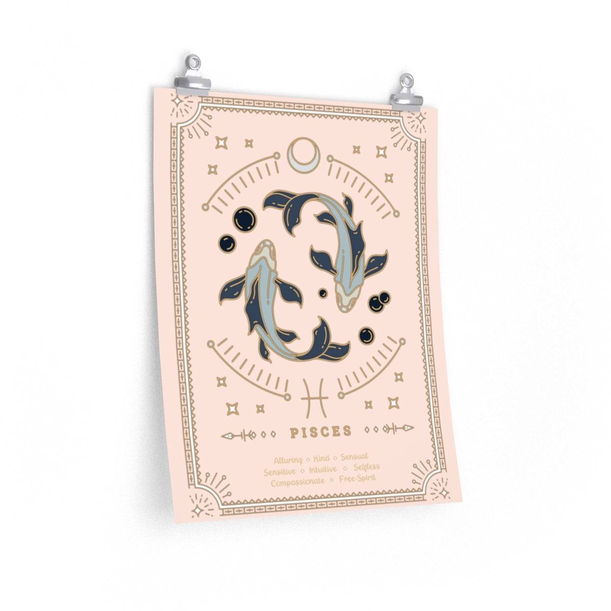 Pisces Vintage Zodiac Sign Poster Art Print Esdee