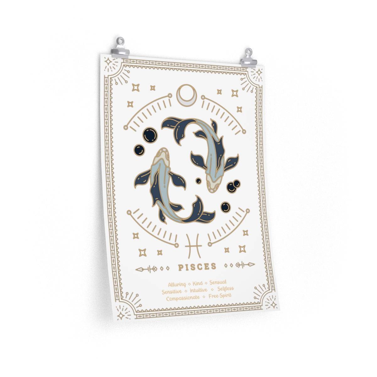 Pisces Vintage Zodiac Sign Poster Art Print Esdee