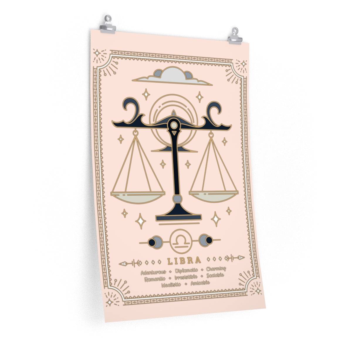 Libra Vintage Zodiac Sign Poster Art Print Esdee