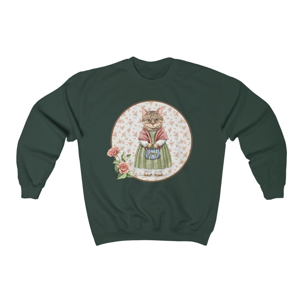 Vintage Cottagecore Cat Crewneck Sweatshirt - Esdee