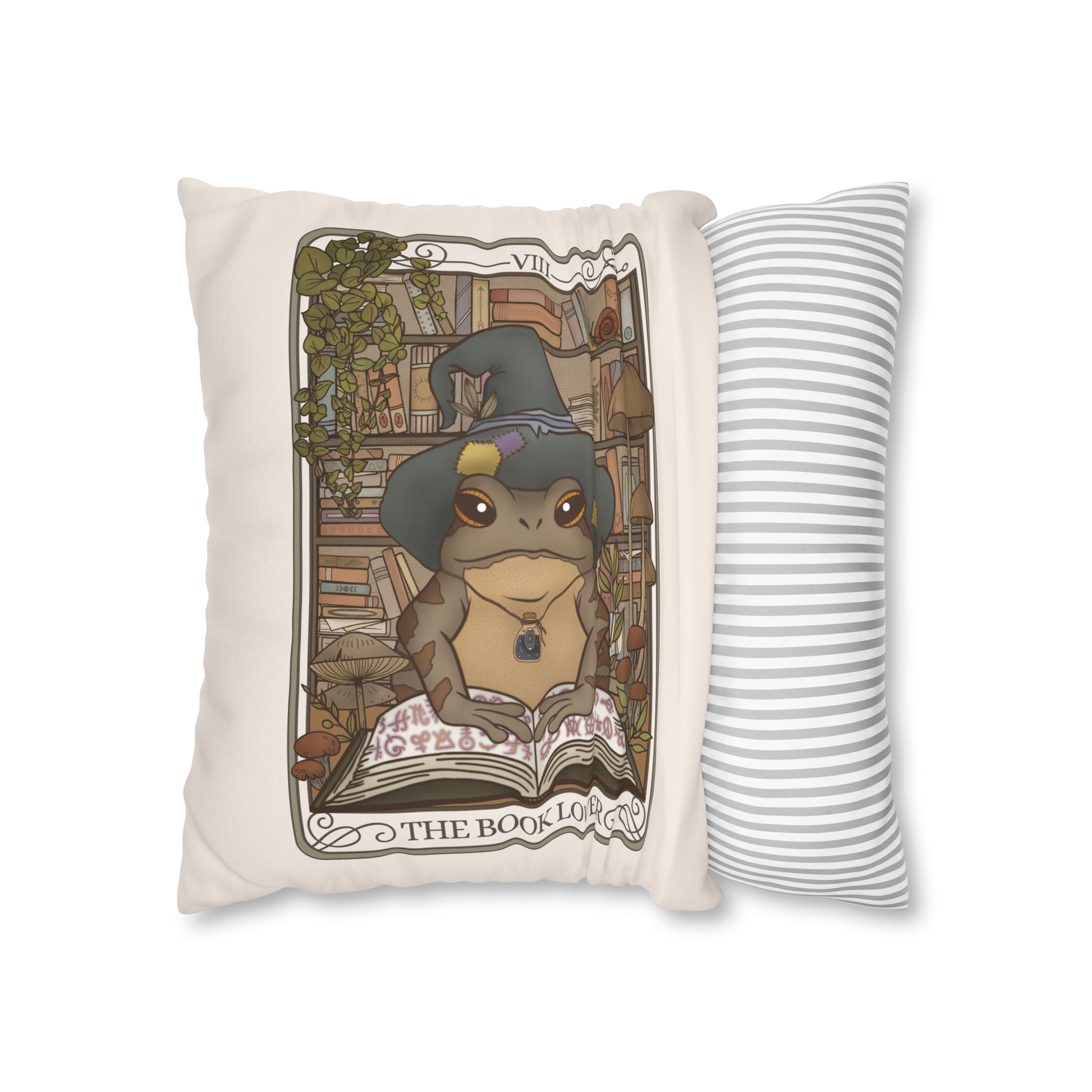 Book Lover Frog Tarot Card Faux Suede Square Pillow Case - Esdee