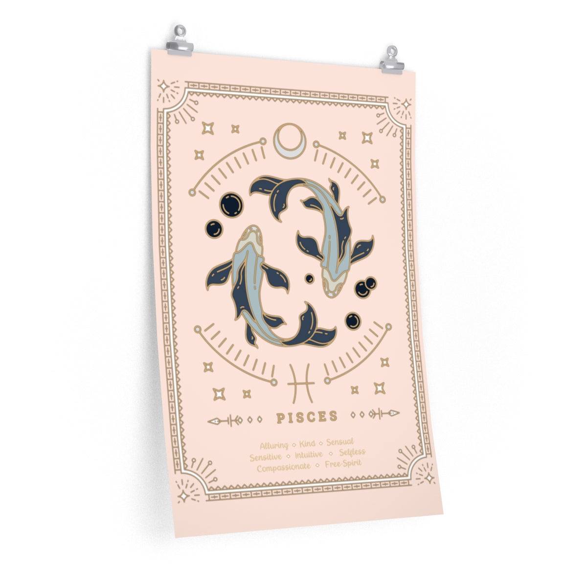 Pisces Vintage Zodiac Sign Poster Art Print Esdee
